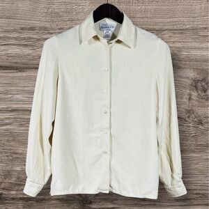 Pendleton 100% Silk Button Front Blouse Womens 6 Butter Yellow Timeless Classic